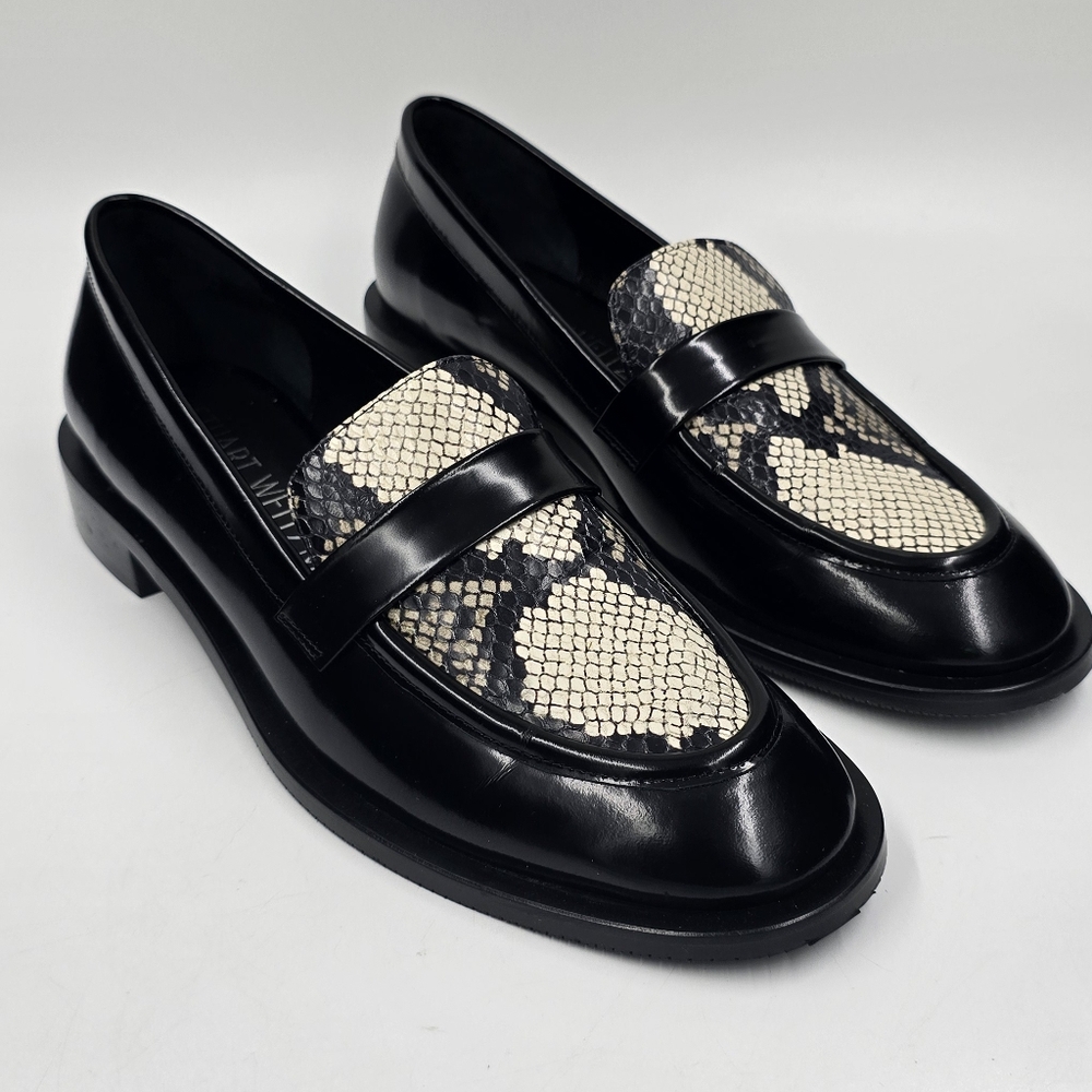 Stuart Weitzman Black and Cream Loafers